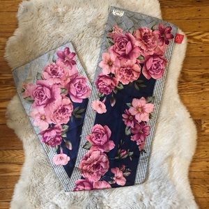 Oscar De La Renta Floral Blue Silk Scarf